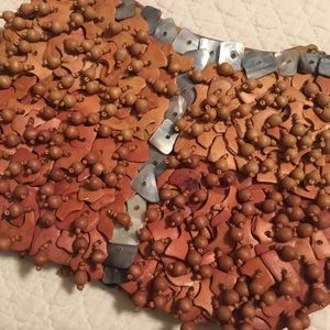 NWOT MIDO abstract art wood & shell handbag purse